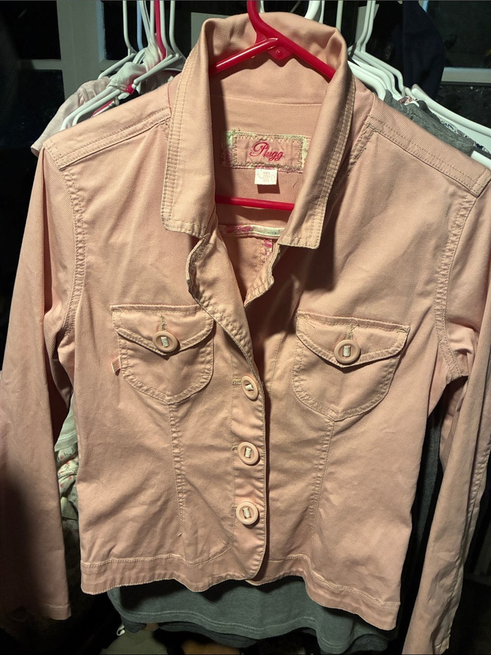 Plugg Blush Pink Button-Front Jean Jacket